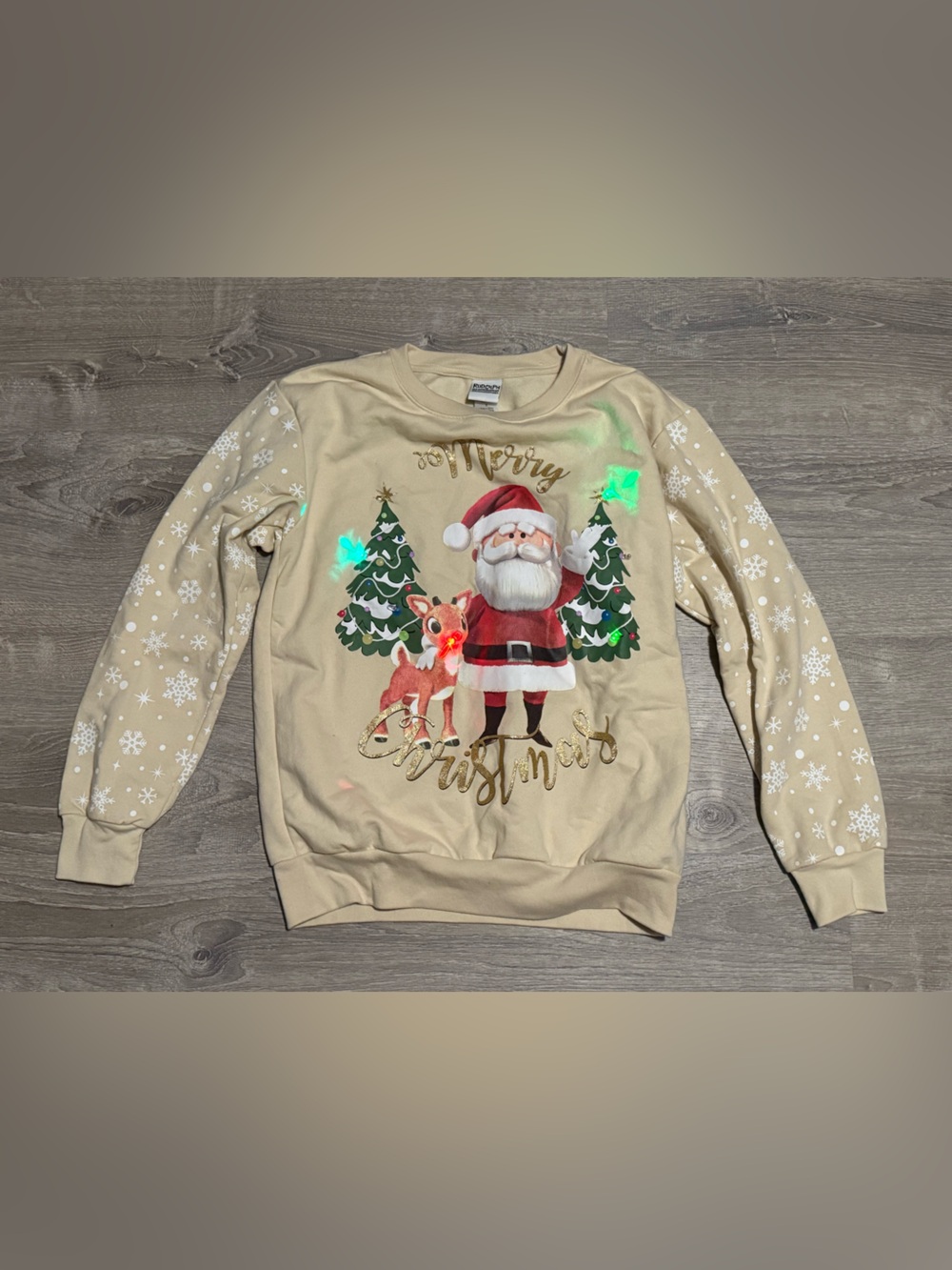 Rudolph the Red Nose Reindeer "Merry Christmas" Santa & Reindeer Holiday Sweater